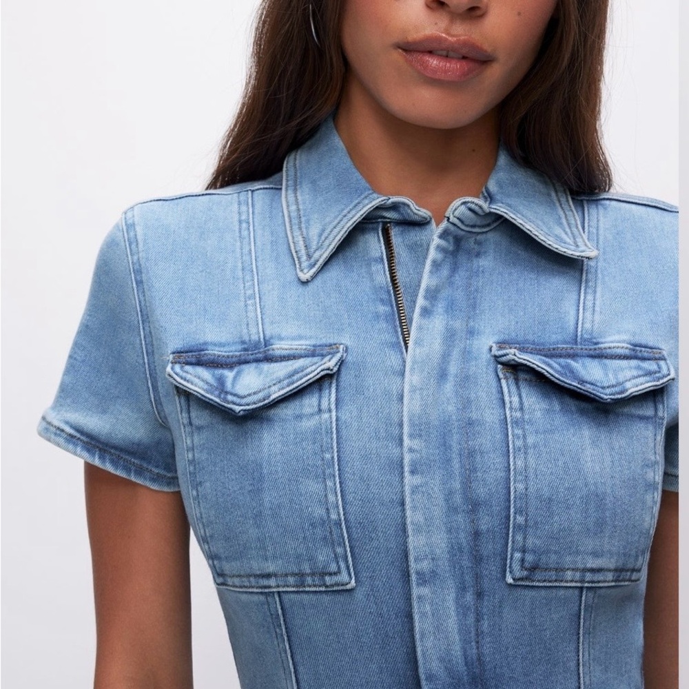 Women's Blue Denim Jumpsuit - Picture 2 of 8